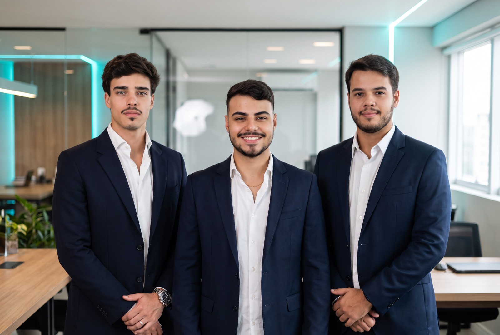 Os três co-fundadores da MedScale no escritório
